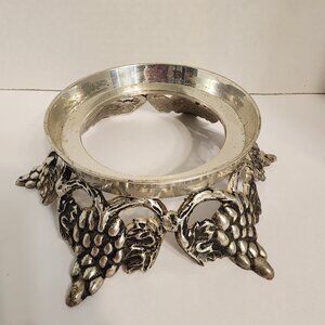 Heavy Grape Motif Silverplated Pedestal for Planters or Candles Made in India